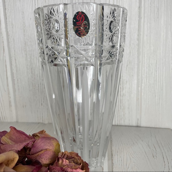Dresden Accents Dresden Lead Crystal Vase Clear Frosted Hand Cut